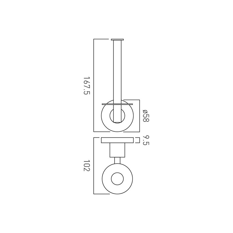 Spare Paper Holder Wall Mounted Round Specification Drawing