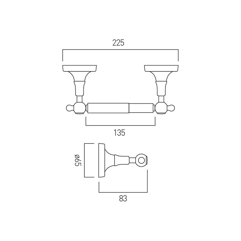 Line drawing of Closed Paper Holder Wall Mounted