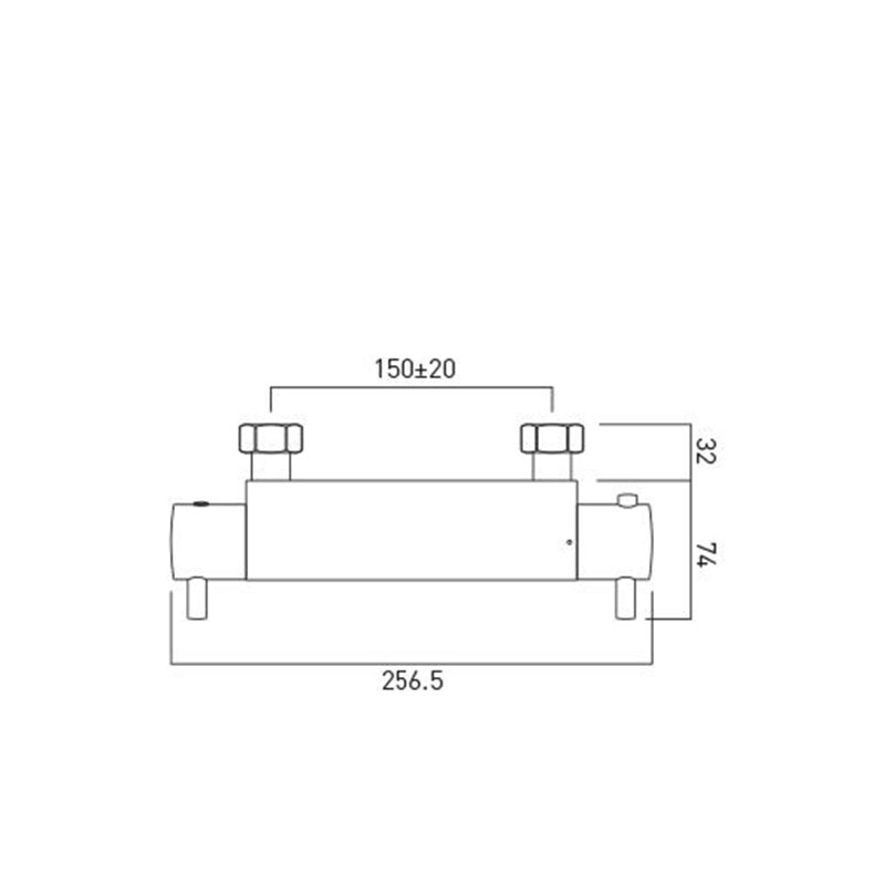 Line drawing of Celsius Wall Mounted Exposed Thermostatic Shower Valve 1/2