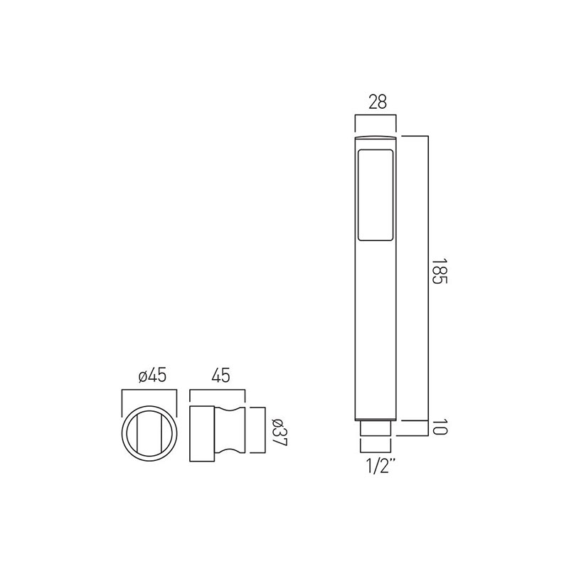 Line drawing of Zoo Single Function Deck Mounted Shower Kit