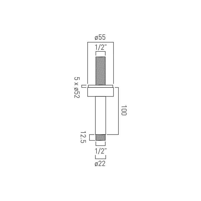 Elements Fixed Head Ceiling Mounting Arm Specification Drawing