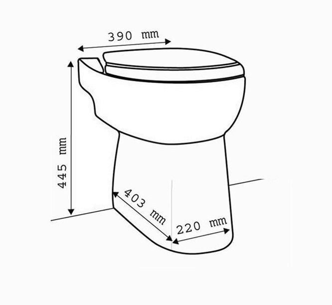 SaniCompact Cisternless WC with Integral Pump Specification Diagram