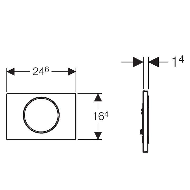 Sigma10 Single Flush Plate Specification Diagram