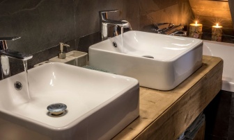 Double White Countertop Basins