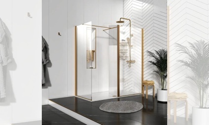 Gold Frameless Walk-in Shower Enclosure