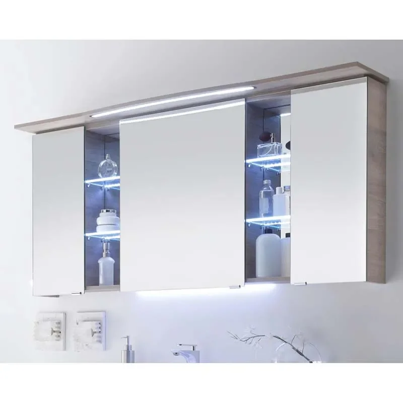 Extra Product Image For Contea Illuminated Bathroom Cabinet with Mirror and 3 Double Mirrored Doors 2