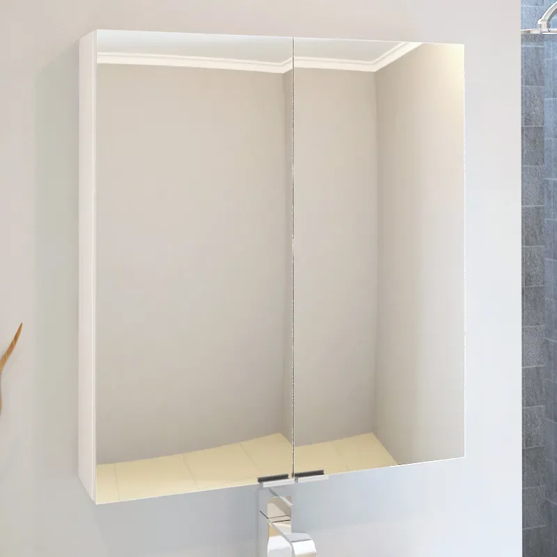 Extra Product Image For Patello White 2 Door Bathroom Cabinet with Mirror and Glass Shelves 1