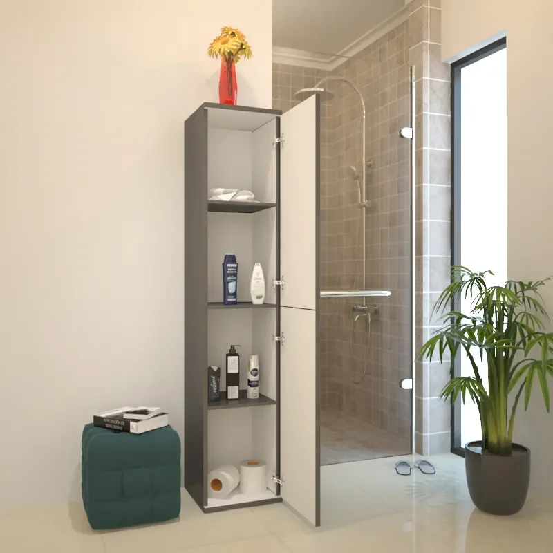 Extra Product Image For Patello Grey 2 Door Bathroom Mirror Cabinet Glass Shelves 4