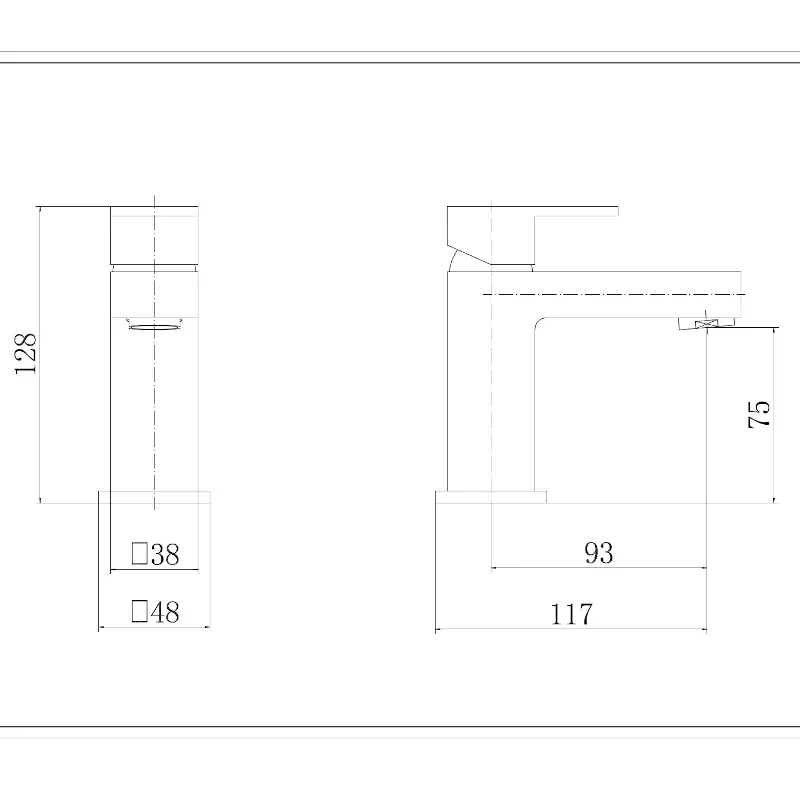 Extra Product Image For Slade Mini Basin Mono Mixer Tap With Waste Drawing 1