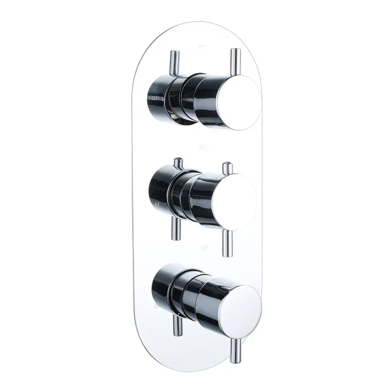 Tweed Round Chrome Thermostatic Shower Valve Triple