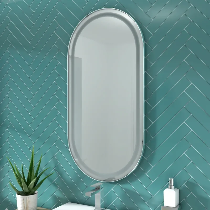 Extra Product Image For Bc Oval Illuminated Mirror With Silver Frame 1000 X 500Mm 3