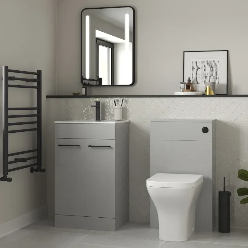 Lifestyle Product Image for Vera 510mm Grey Furniture Suite with Vanity Unit and BTW Toilet Unit