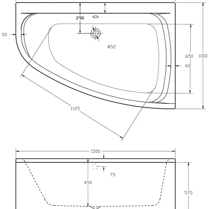 Extra Product Image For Clia Left Hand Offset X Small Corner Bath And Panel 2