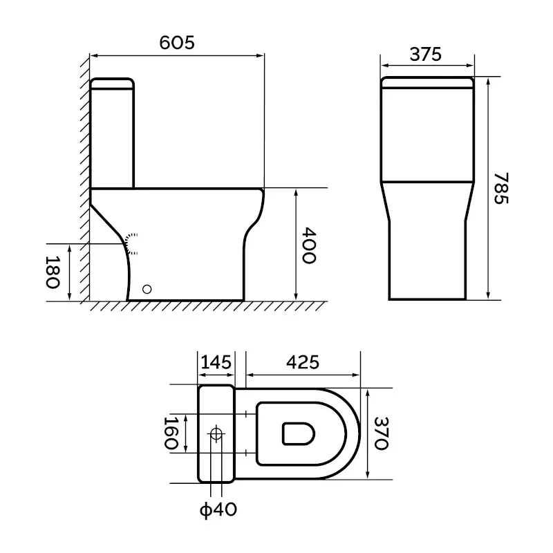 Extra Product Image For Parma Toilet Dimensions 1