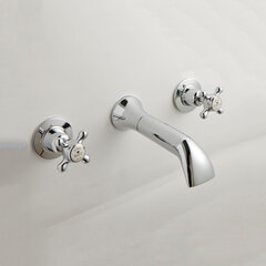 BC Designs victrion chrome crosshead three hole wall basin filler tap with spout