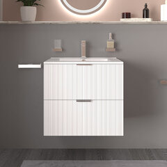 sonix white 600 wall vanity unit fluted