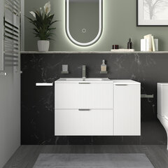 sonix white 900 wall vanity unit fluted