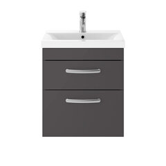 nuie athena grey 500mm wall hung vanity unit with two drawers