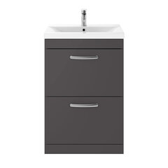 nuie athena grey 600mm floorstanding vanity with two drawers