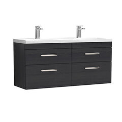 nuie athena black 1200 wall hung vanity unit with double basin
