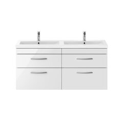 nuie athena gloss white 1200 wall hung vanity unit with double basin