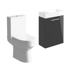 Lifestyle Product Image for Vera 410mm Anthracite Grey Wall Hung Basin Unit & Close-coupled Toilet Pack