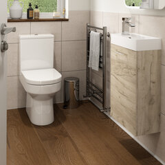 Lifestyle Product Image with Vera 410mm Oak Vanity Unit with Back-to-wall Toilet Unit