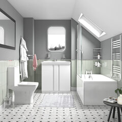 chester bath suite: 800 white floorstanding vanity unit with close coupled toilet