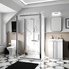chester shower suite: 600 white floorstanding vanity unit with close coupled toilet