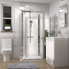 chester shower suite 600 white vanity and toilet