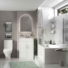 celeste bath suite: 600 white vanity unit and close coupled toilet