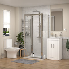 celeste shower suite: 500 white vanity unit and close coupled toilet