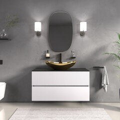 jasmine 1000 white wall vanity unit with gold sink