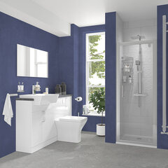 oliver white 1400 fitted furniture shower suite with pivot