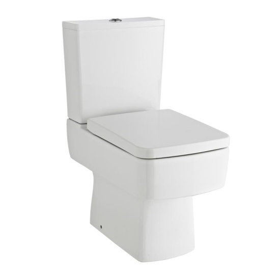 Bliss Close Coupled Toilet Pan With Square Top Fixing Seat