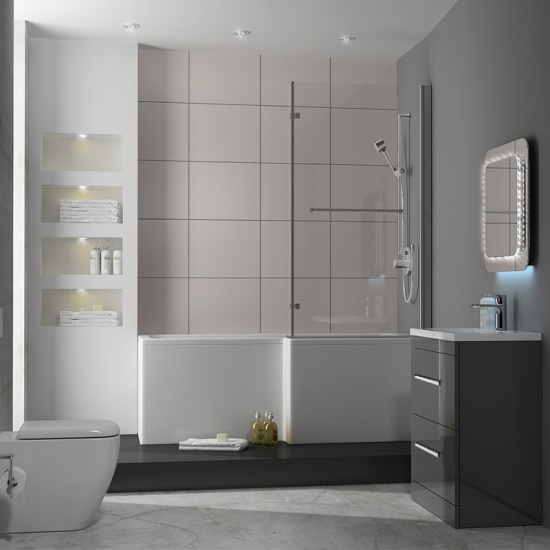 Patello 600mm Grey Modern Vanity Unit And Basin 2 Draws