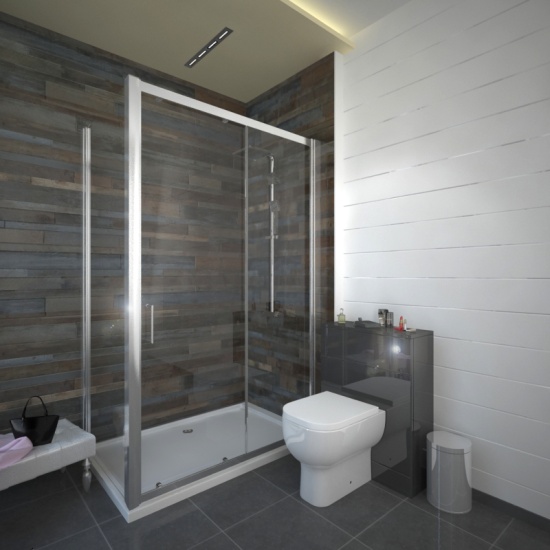 Patello Grey Sliding Door Shower suite