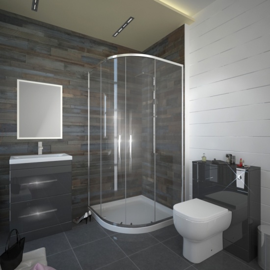 Patello Grey 800 Quadrent Shower suite