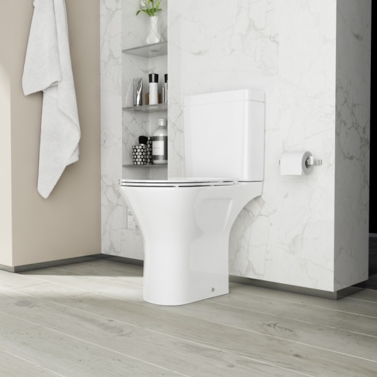 Patello Rimless Open Back Close Couple Toilet with Ultra Thin Soft Close Quick Release Seat