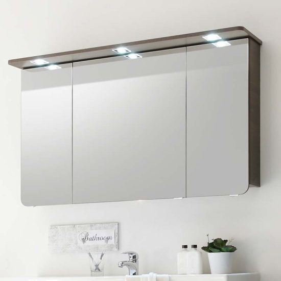 Solitaire 6005 Illuminated Mirror Cabinet 3 Door with Canopy