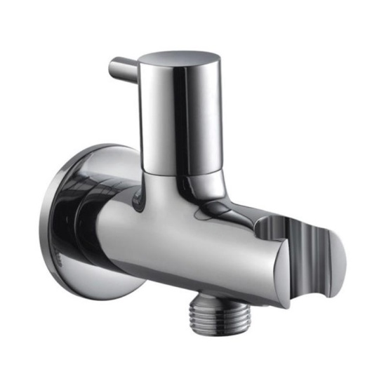 Allied Round Wall Outlet with Hose Attachment and Shut off Valve Wall Mounted Basin Tap