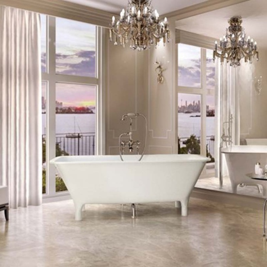 Lonio 1700x750x615 Natural Stone Freestanding White Bath