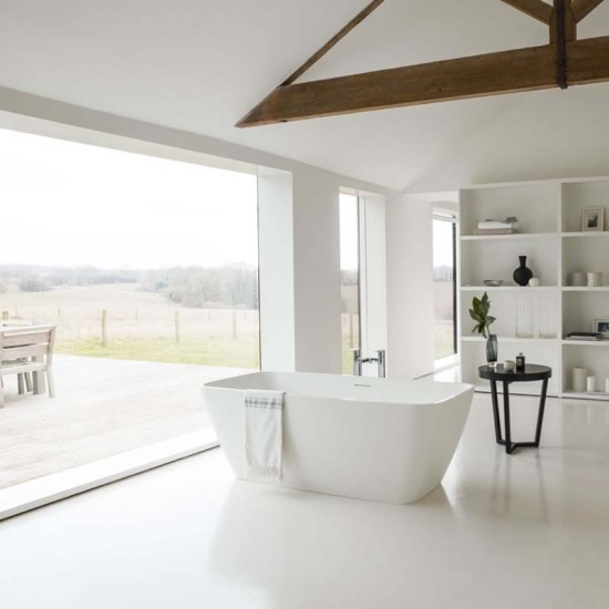 Vicenza Grande Clear Stone Freestanding White Bath