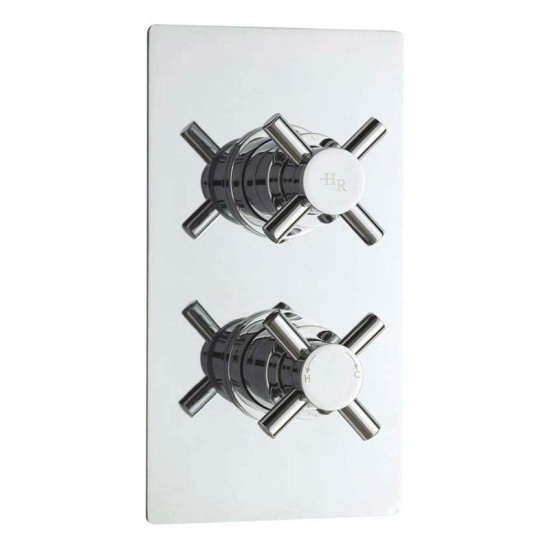 Chrome Tec Xhead Bathroom Thermostatic Twin Valve with Diverter