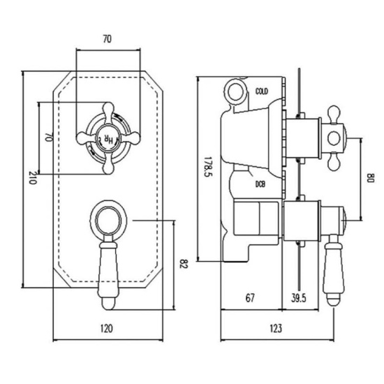 Topaz Twin Concealed Shower Valve with Diverter