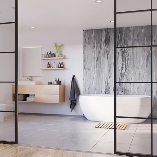 IDS Showerwall Grey Volterra Gloss