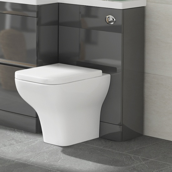 Pemberton L shape 2 drawer basin and toilet combination vanity unit grey