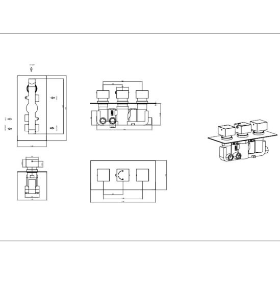 Ribble Square Chrome Thermostatic Shower Valve Triple