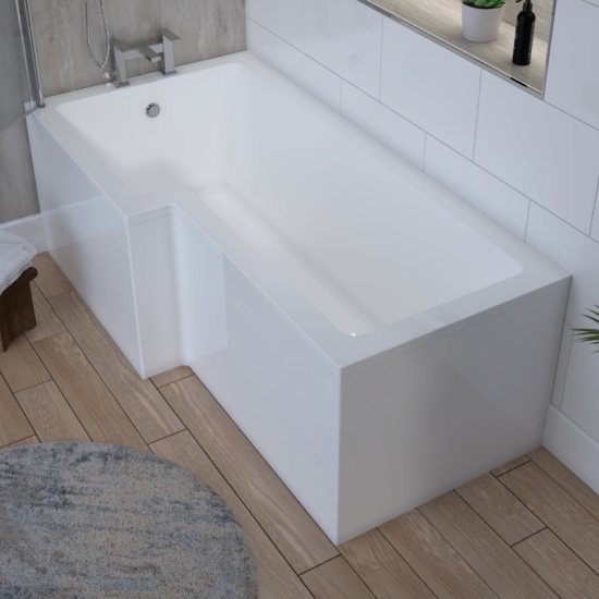 White MDF L Shaped Bath Panel