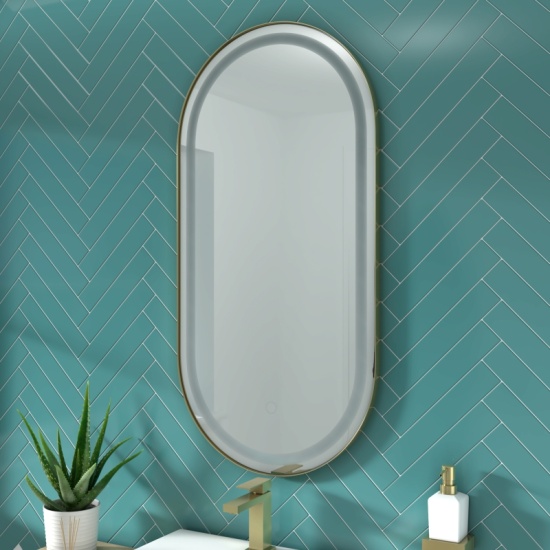 BC Oval Gold Illuminated Mirror